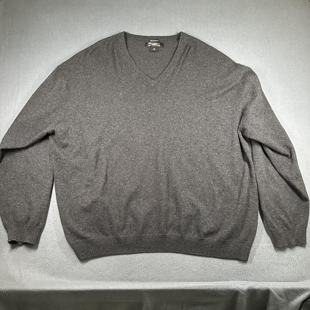 Pronto Uomo Sweater Mens Big 4X Gray 100% Cashmere V Neck Knit Pullover